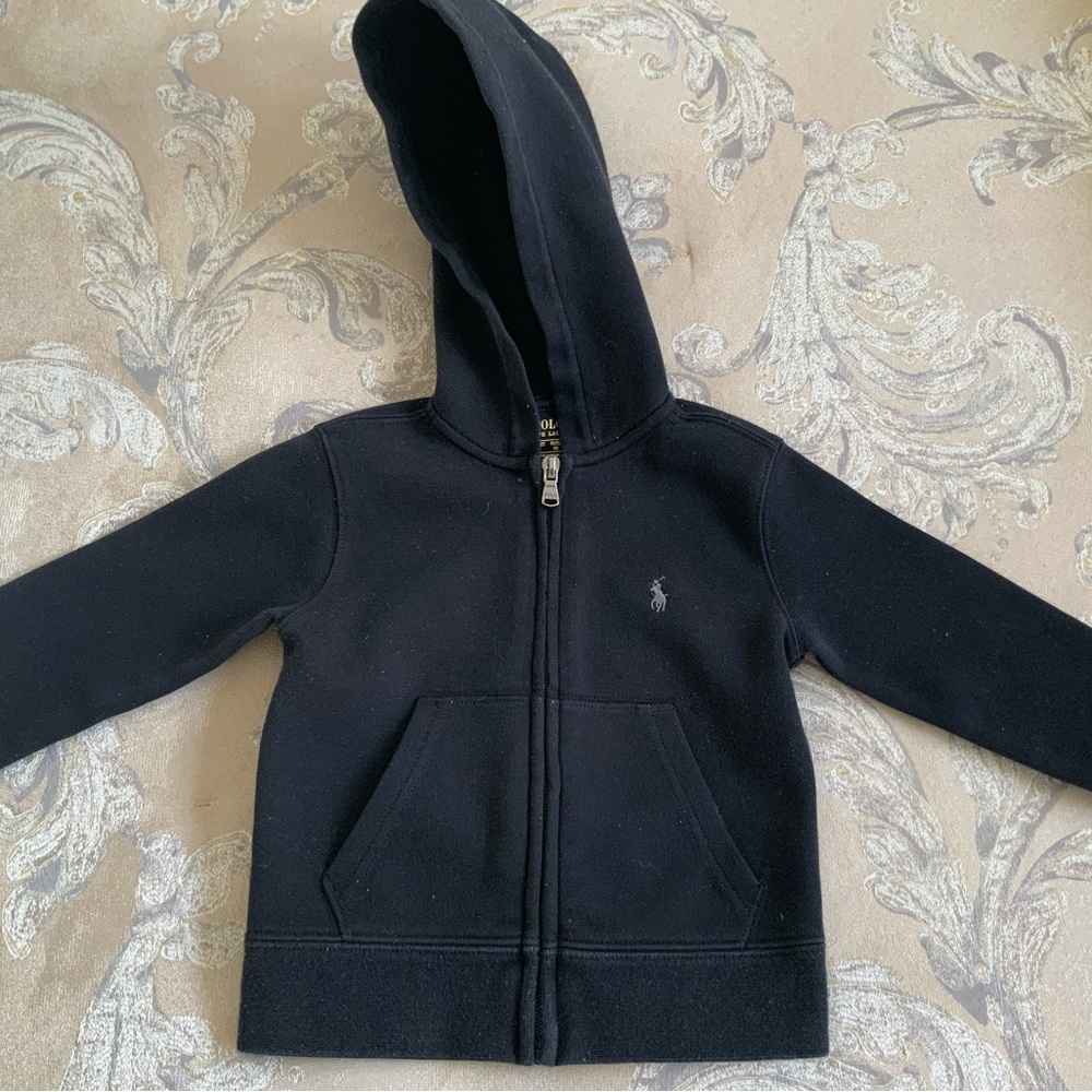 Polo Ralph Lauren Toddler Black Hooded Zipper Sweatsuit 2pc Set Unisex Size 2T